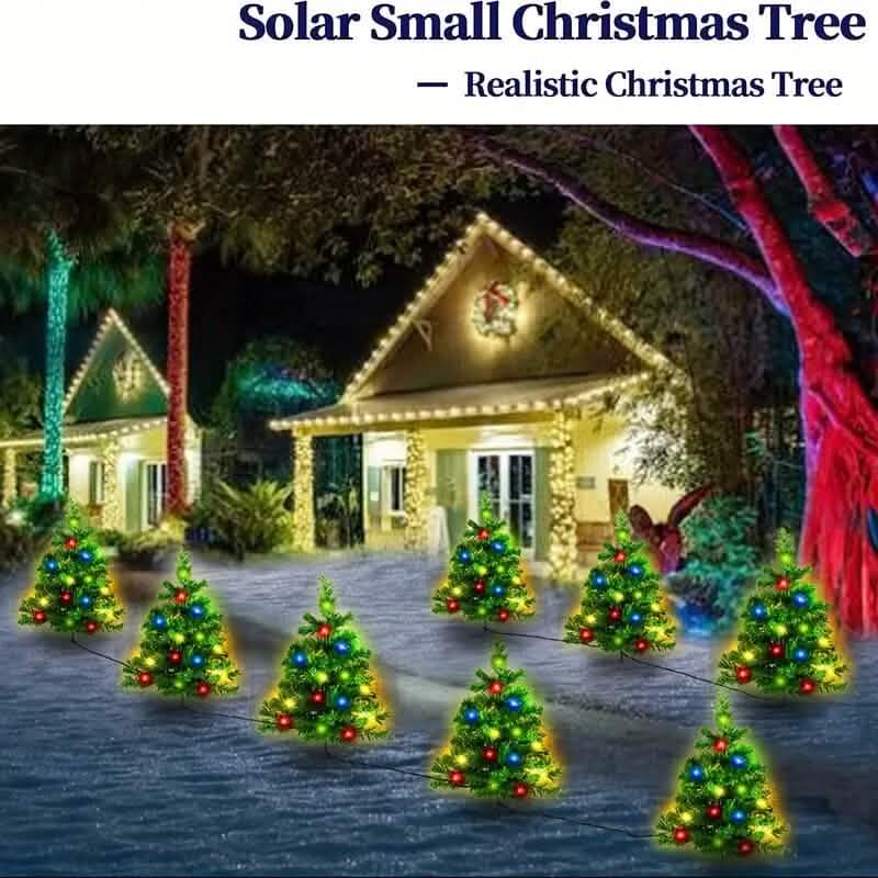 IP65 Waterproof Solar Powered Prelit Small Christmas Tree Holiday Decor & Apparel - DailySale
