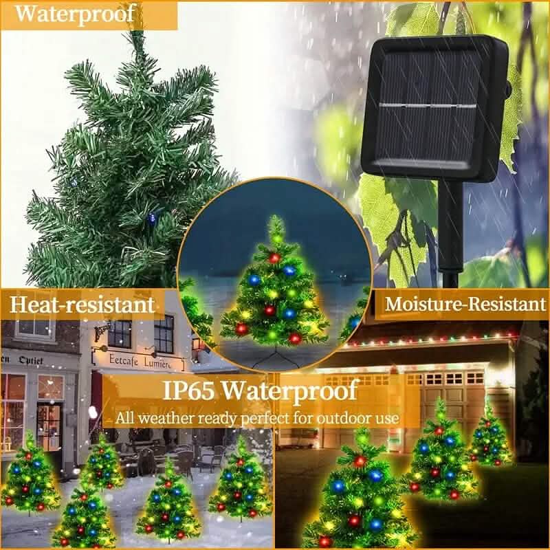 IP65 Waterproof Solar Powered Prelit Small Christmas Tree Holiday Decor & Apparel - DailySale