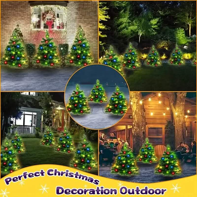 IP65 Waterproof Solar Powered Prelit Small Christmas Tree Holiday Decor & Apparel - DailySale