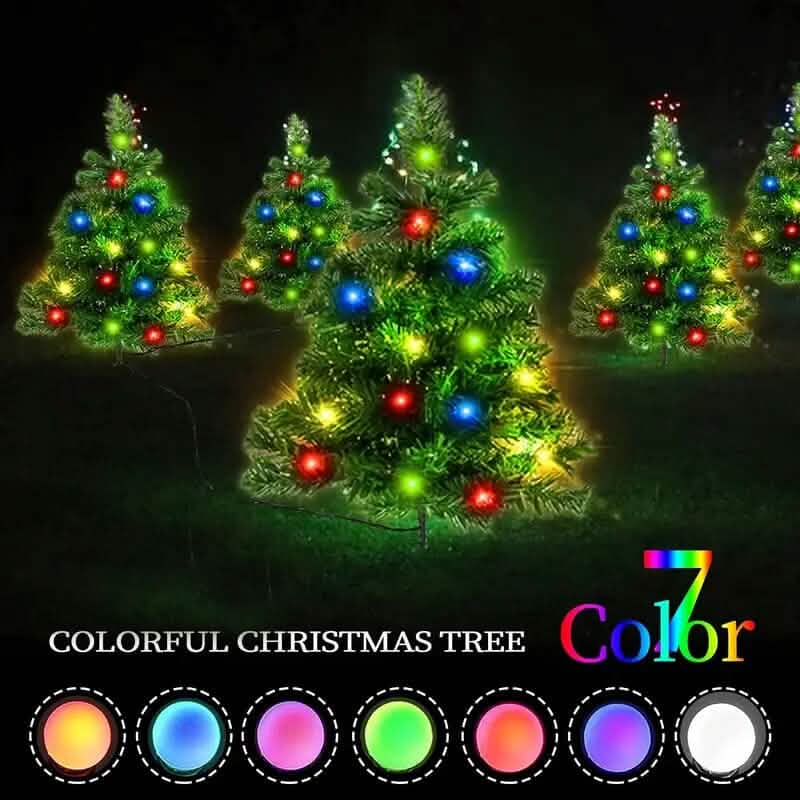 IP65 Waterproof Solar Powered Prelit Small Christmas Tree Holiday Decor & Apparel - DailySale