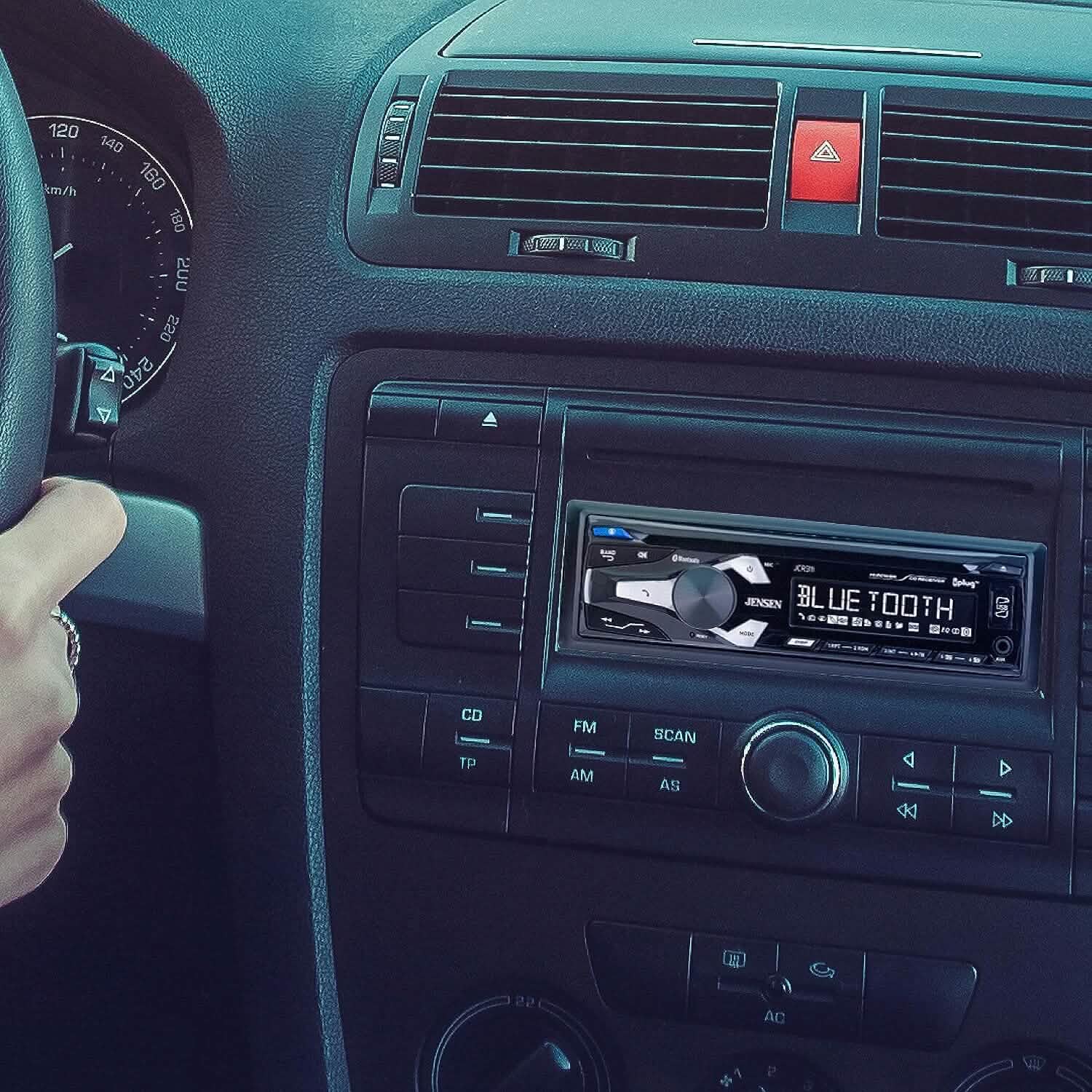 Jensen JCR311 10 Character LCD Single DIN Car Stereo Radio CD Player Automotive - DailySale