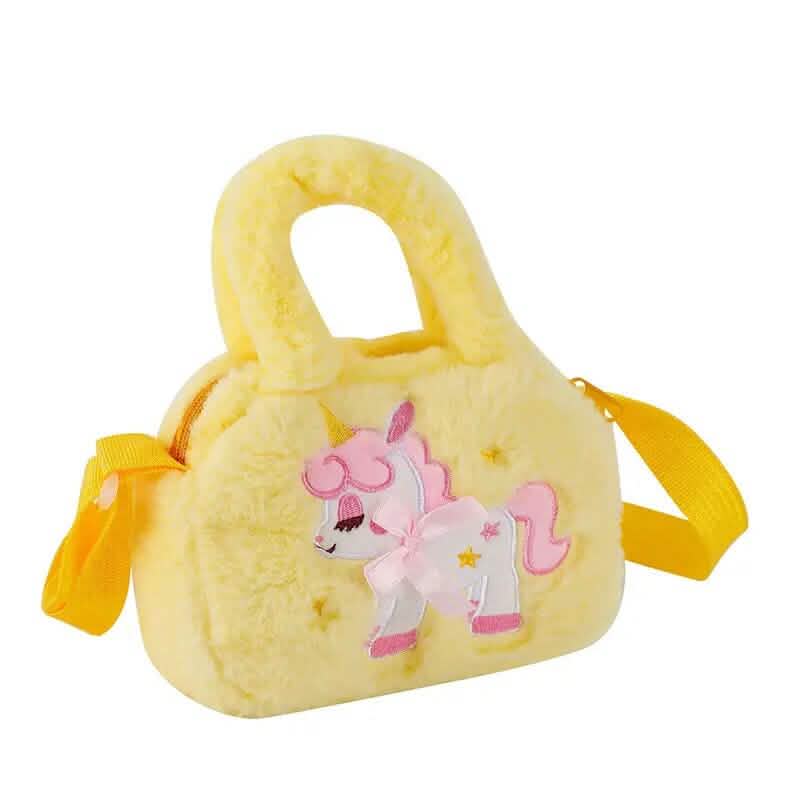 Kawaii Unicorn Pattern Plush Bag Bags & Travel Yellow - DailySale