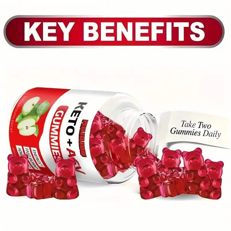 KETO +ACV Gummies Apple Cider Vinegar & B12 Wellness - DailySale