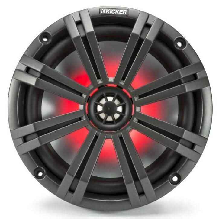 KICKER Pair 45KM84L 8" 600 Watt Marine Boat Waterproof Speakers w/LED's KM8 Speakers - DailySale