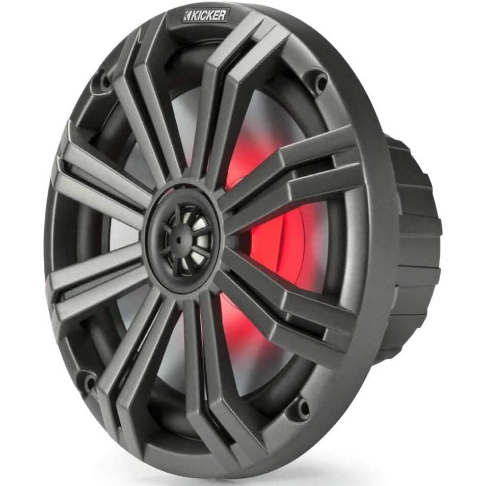 KICKER Pair 45KM84L 8" 600 Watt Marine Boat Waterproof Speakers w/LED's KM8 Speakers - DailySale