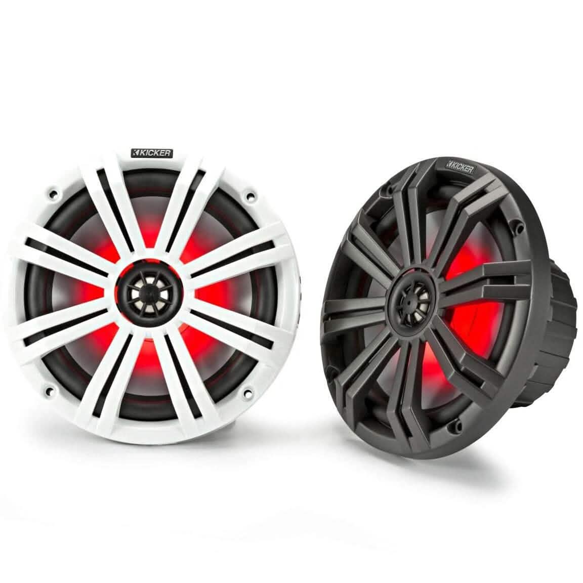 KICKER Pair 45KM84L 8" 600 Watt Marine Boat Waterproof Speakers w/LED's KM8 Speakers - DailySale