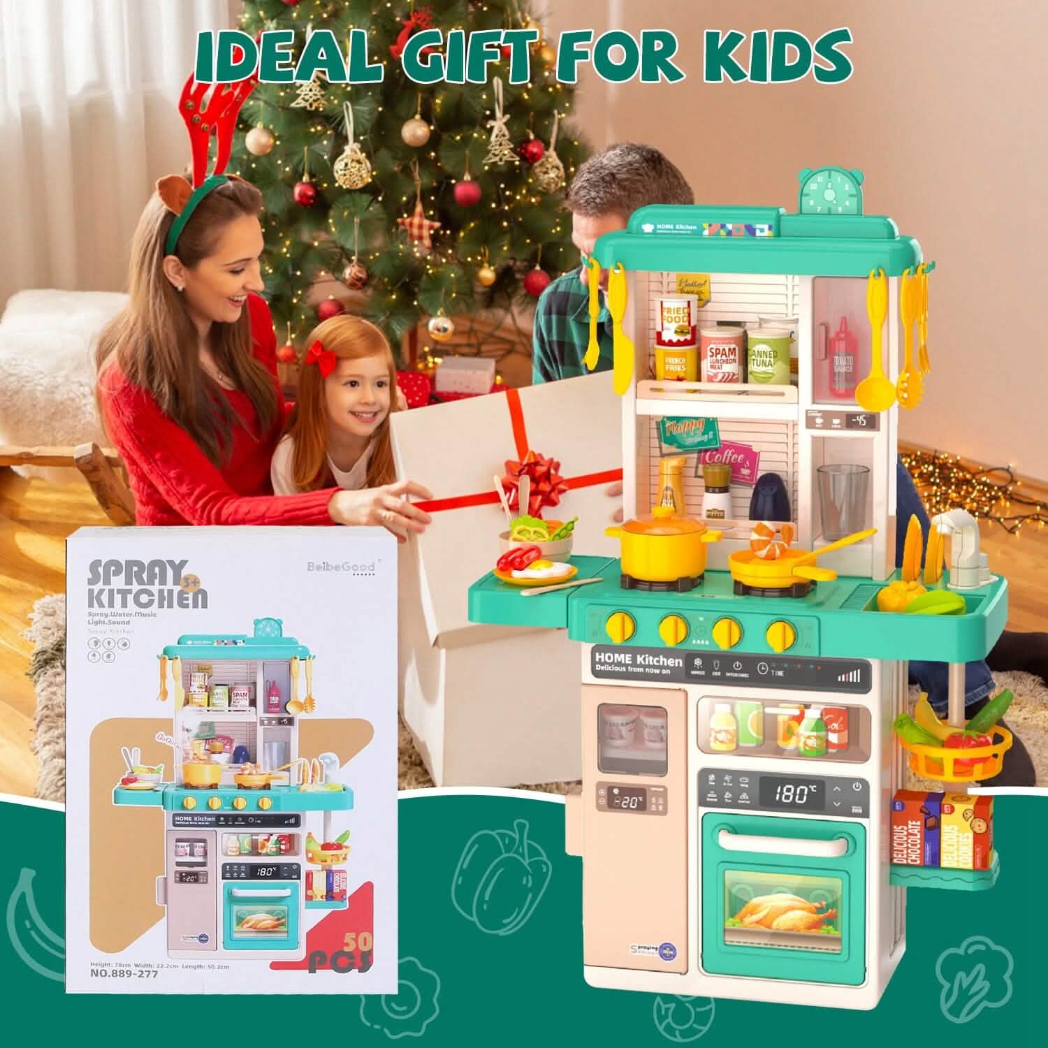 Kids Kitchen Play Set Interactive Pretend Kitchen Toys Cookware Toys & Games - DailySale