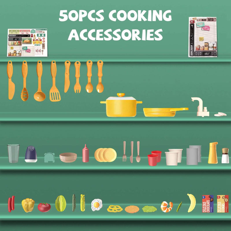 Kids Kitchen Play Set Interactive Pretend Kitchen Toys Cookware Toys & Games - DailySale