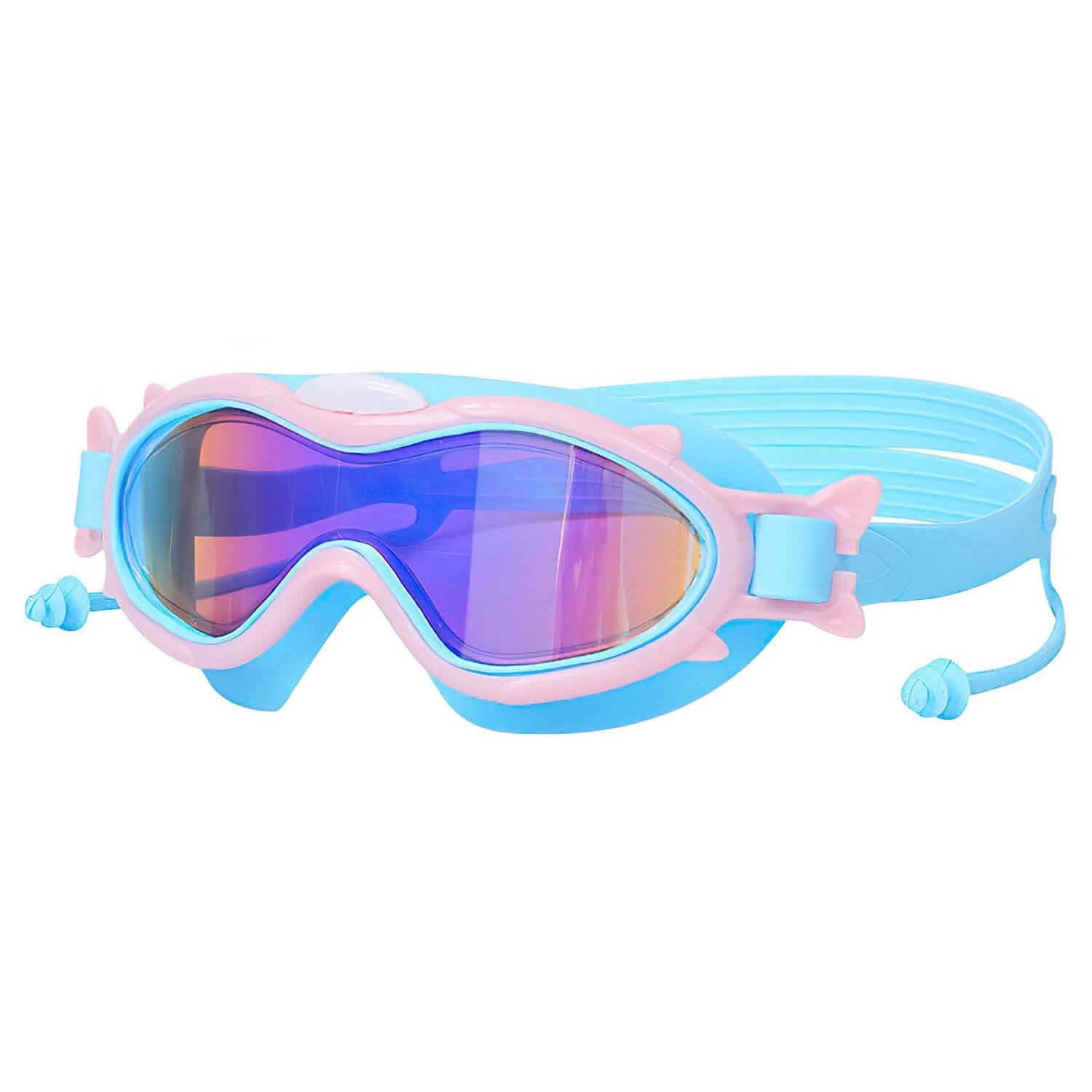 Kids Swim Goggles with Ear Plugs UV Protection Anti-Fog Leak Proof Sports & Outdoors Pink/Blue - DailySale