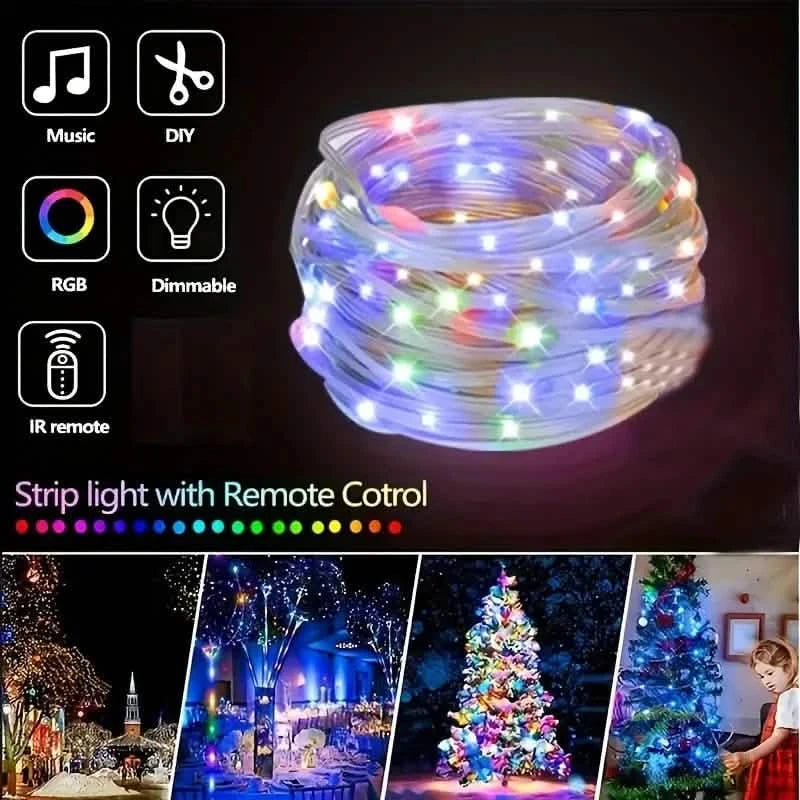 LED Rope Lights Outdoor, RGB Remote Control Fairy String Lights Plug In With 200 LEDs String & Fairy Lights - DailySale