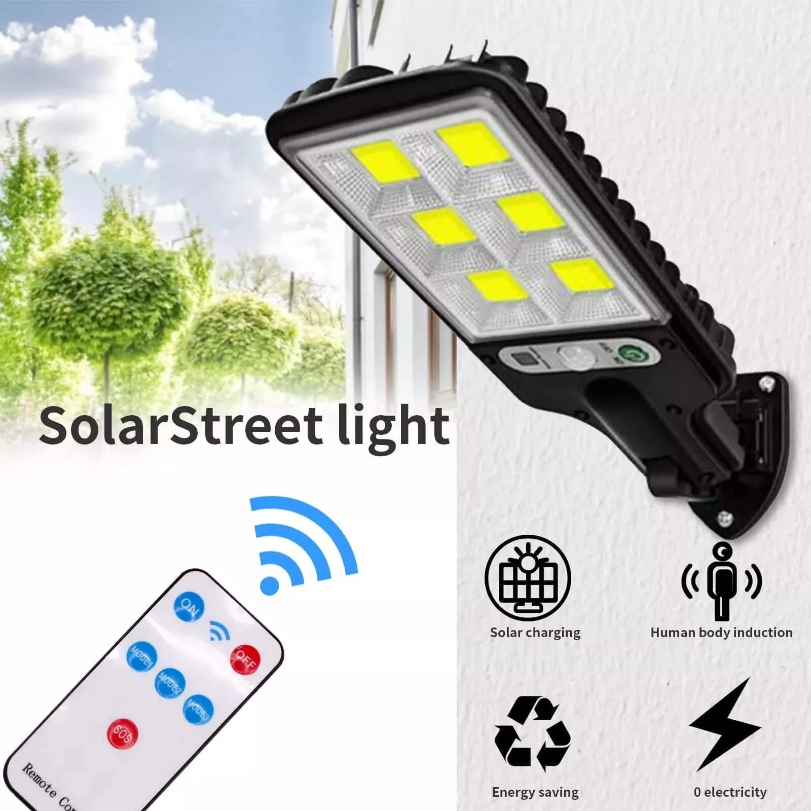 LED Solar Light Motion Sensor 3 Modes Flood Lamp Outdoor Street Wall Yard Garden Outdoor Lighting - DailySale