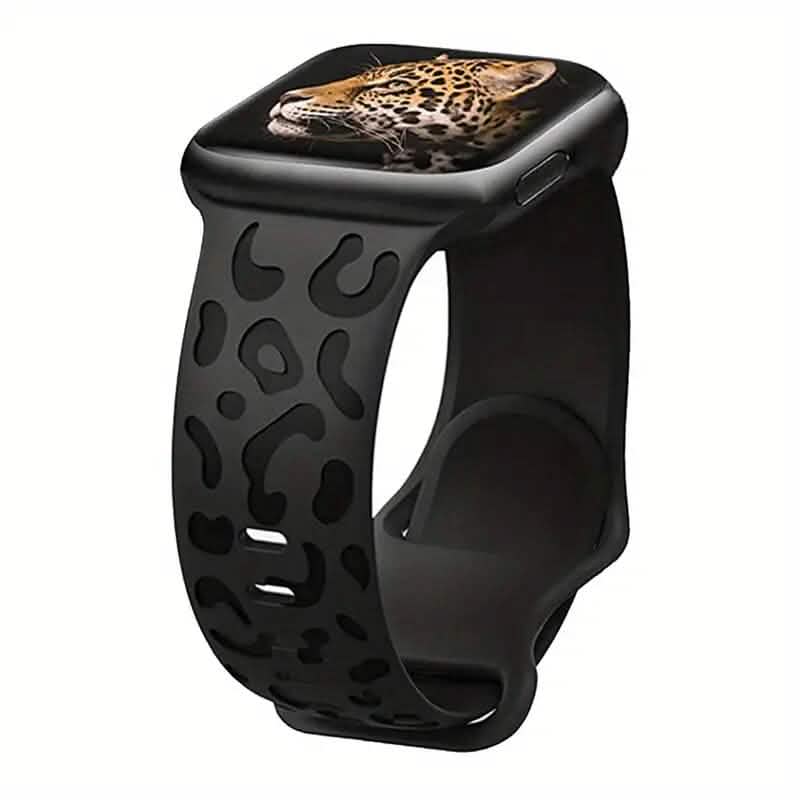 Leopard Engraved Replacement Band Compatible with iWatch Smart Watches Black 38mm/40mm/41mm - DailySale