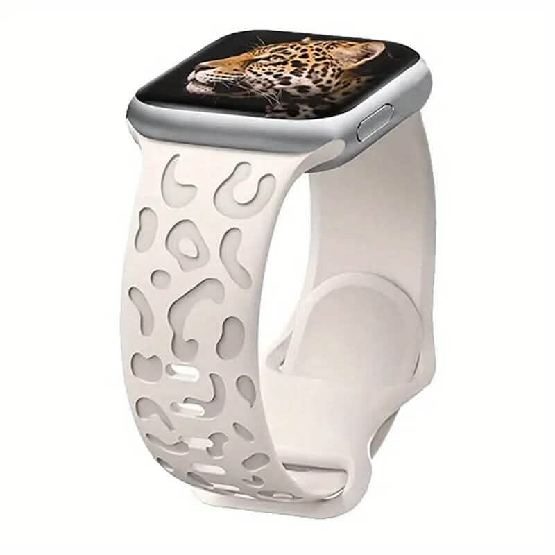 Leopard Engraved Replacement Band Compatible with iWatch Smart Watches Cream 38mm/40mm/41mm - DailySale