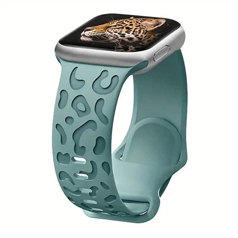Leopard Engraved Replacement Band Compatible with iWatch Smart Watches Green 38mm/40mm/41mm - DailySale