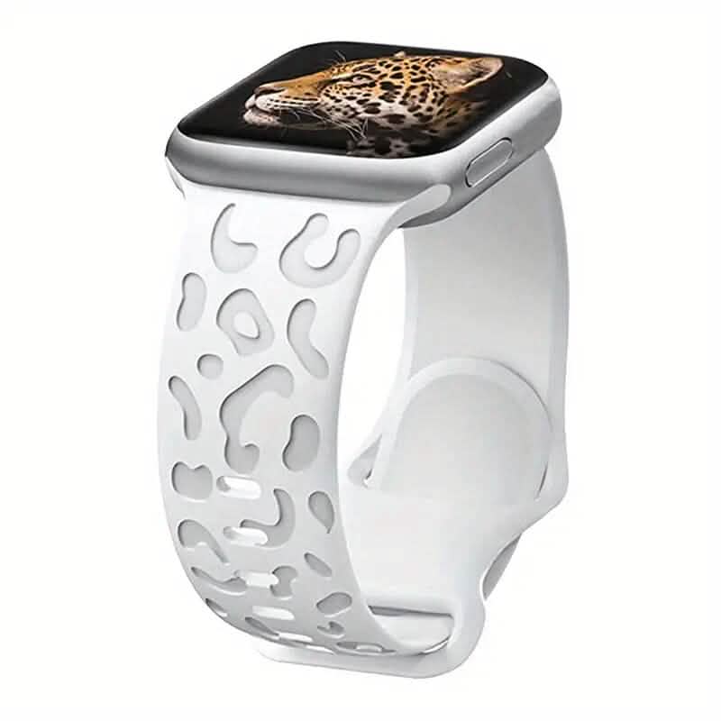 Leopard Engraved Replacement Band Compatible with iWatch Smart Watches White 38mm/40mm/41mm - DailySale