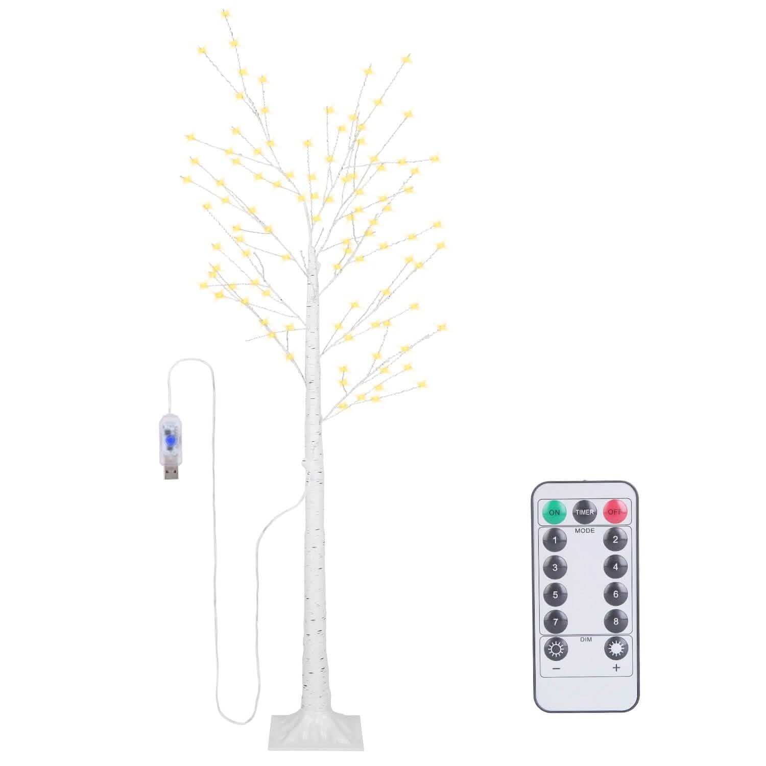 Lighted Birch Tree Artificial White Birch Tree Wig with 8 Warm White Lighting Modes Garden & Patio - DailySale