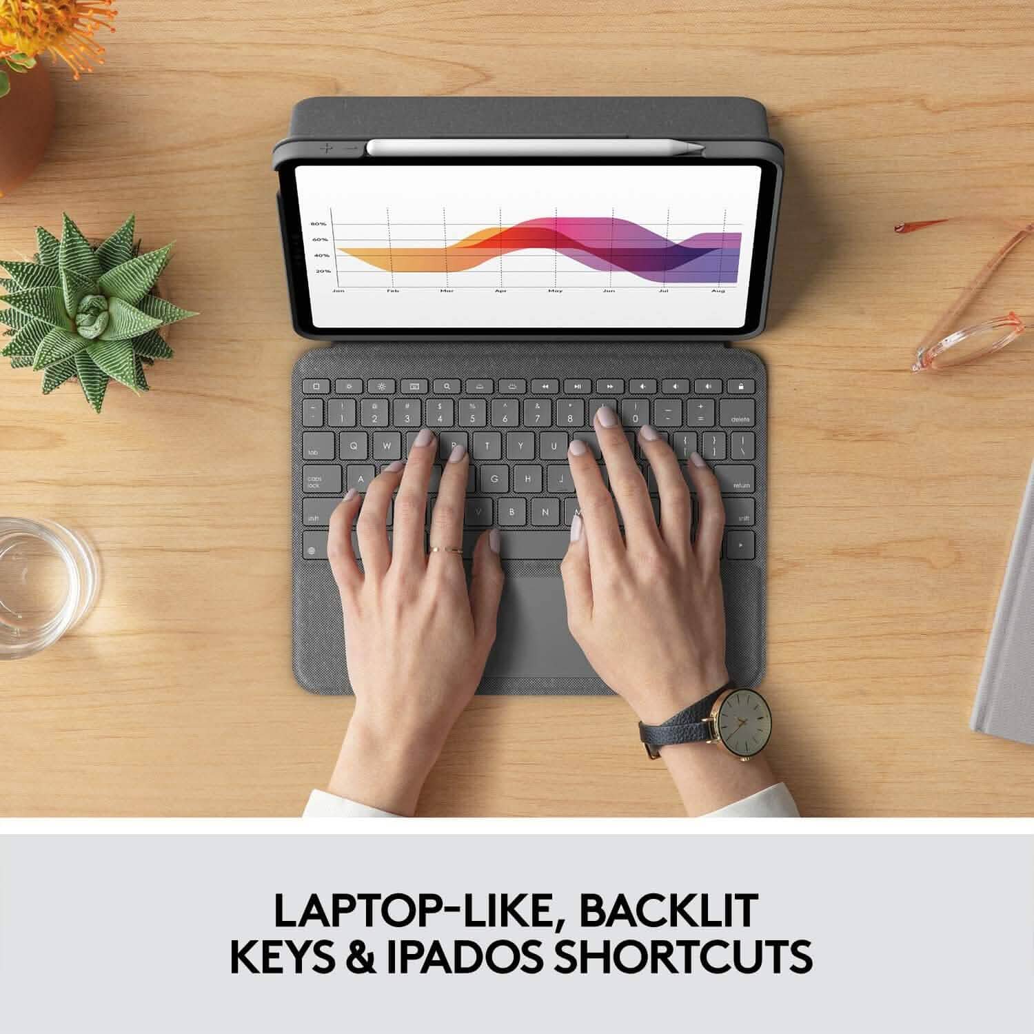 Logitech Folio Touch iPad Keyboard Case with Trackpad and Smart Connector for iPad Air (4th Generation) – Graphite Apple Exclusive Computer Accessories - DailySale