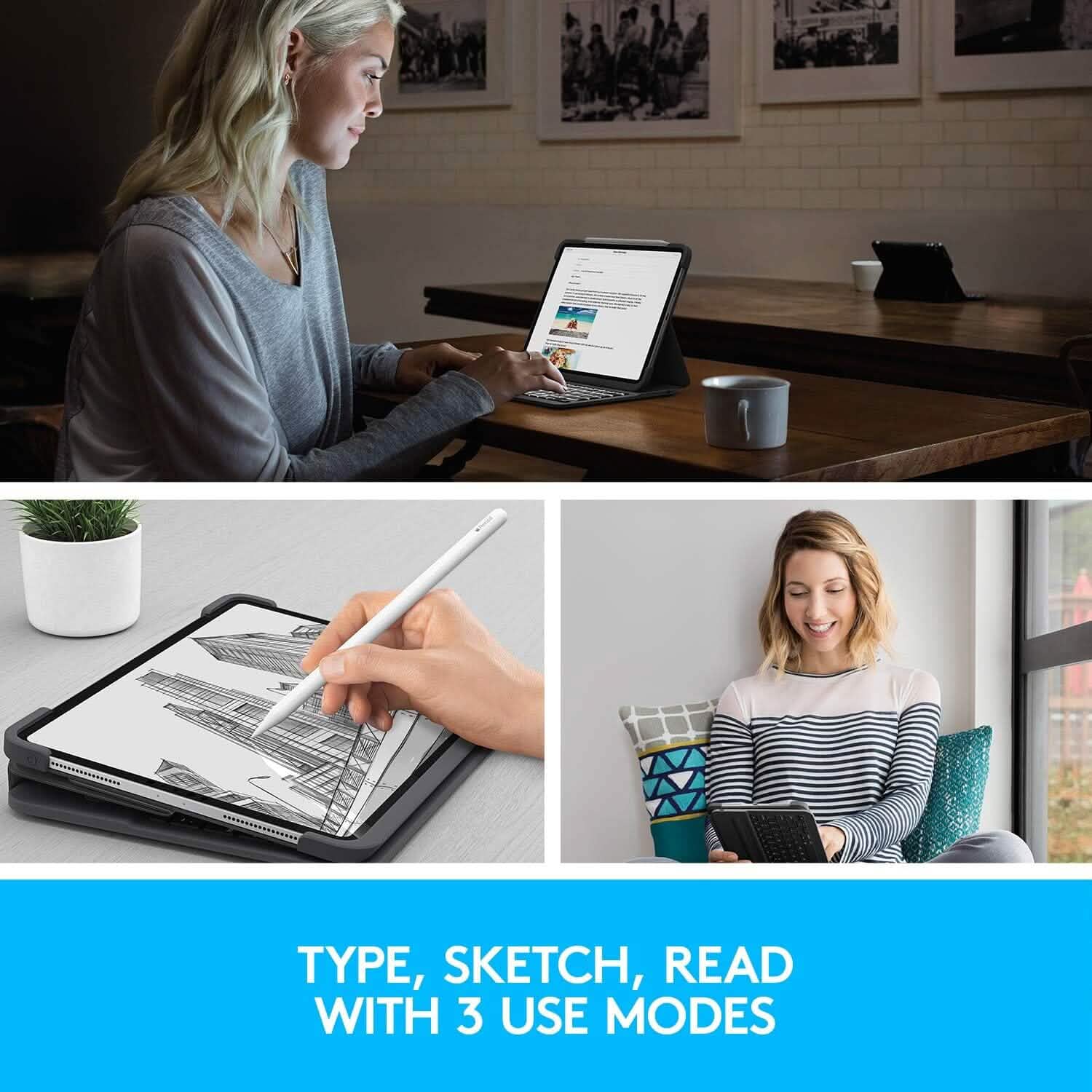 Logitech Slim Folio Pro Backlit Bluetooth Keyboard Case for iPad Pro 11-inch (1st, 2nd, 3rd, 4th Gen- 2018, 2020, 2021, 2022) (Refurbished) Computer Accessories - DailySale
