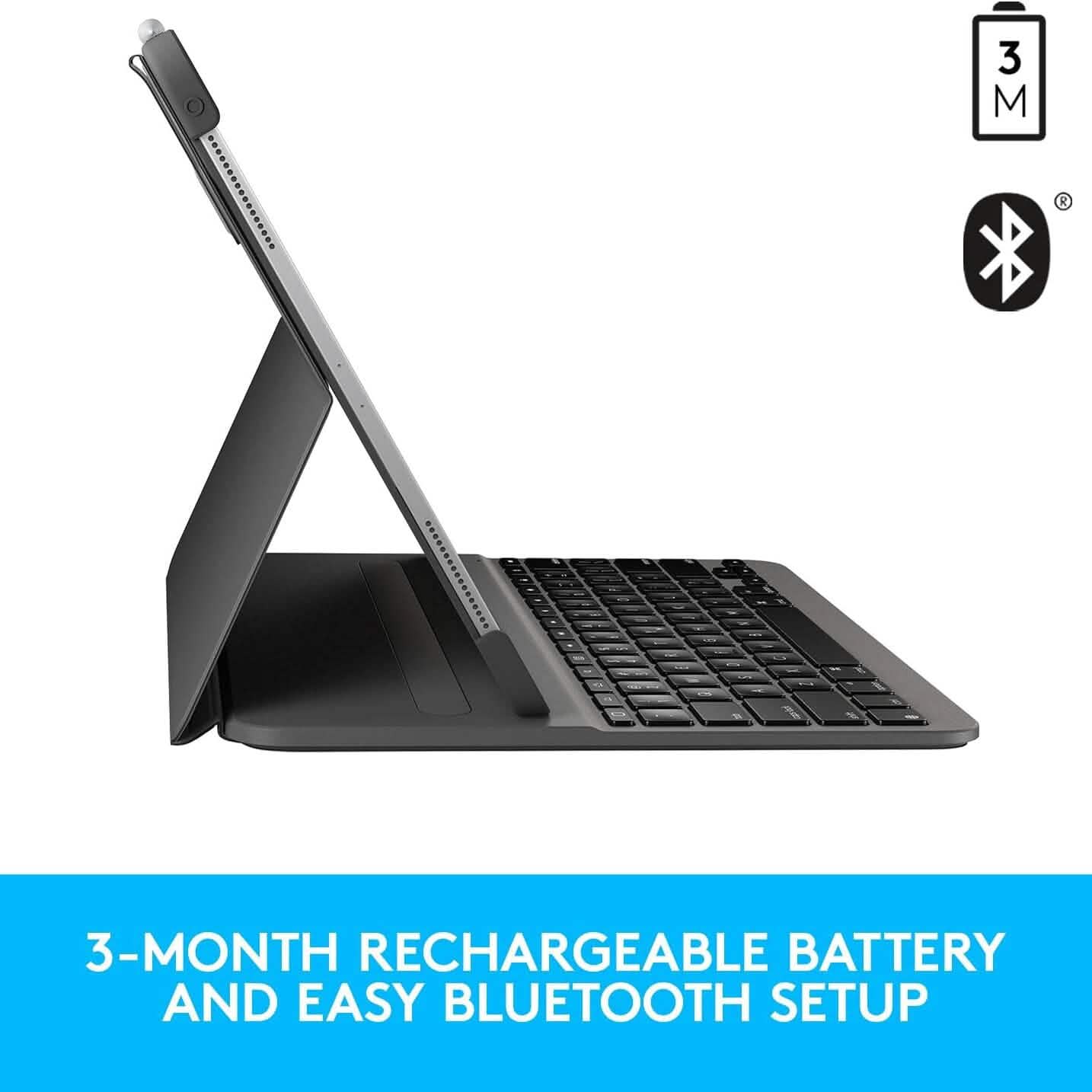 Logitech SLIM FOLIO PRO Backlit Bluetooth Keyboard Case for iPad Pro 12.9-inch (3rd and 4th Gen) (Refurbished) Computer Accessories - DailySale