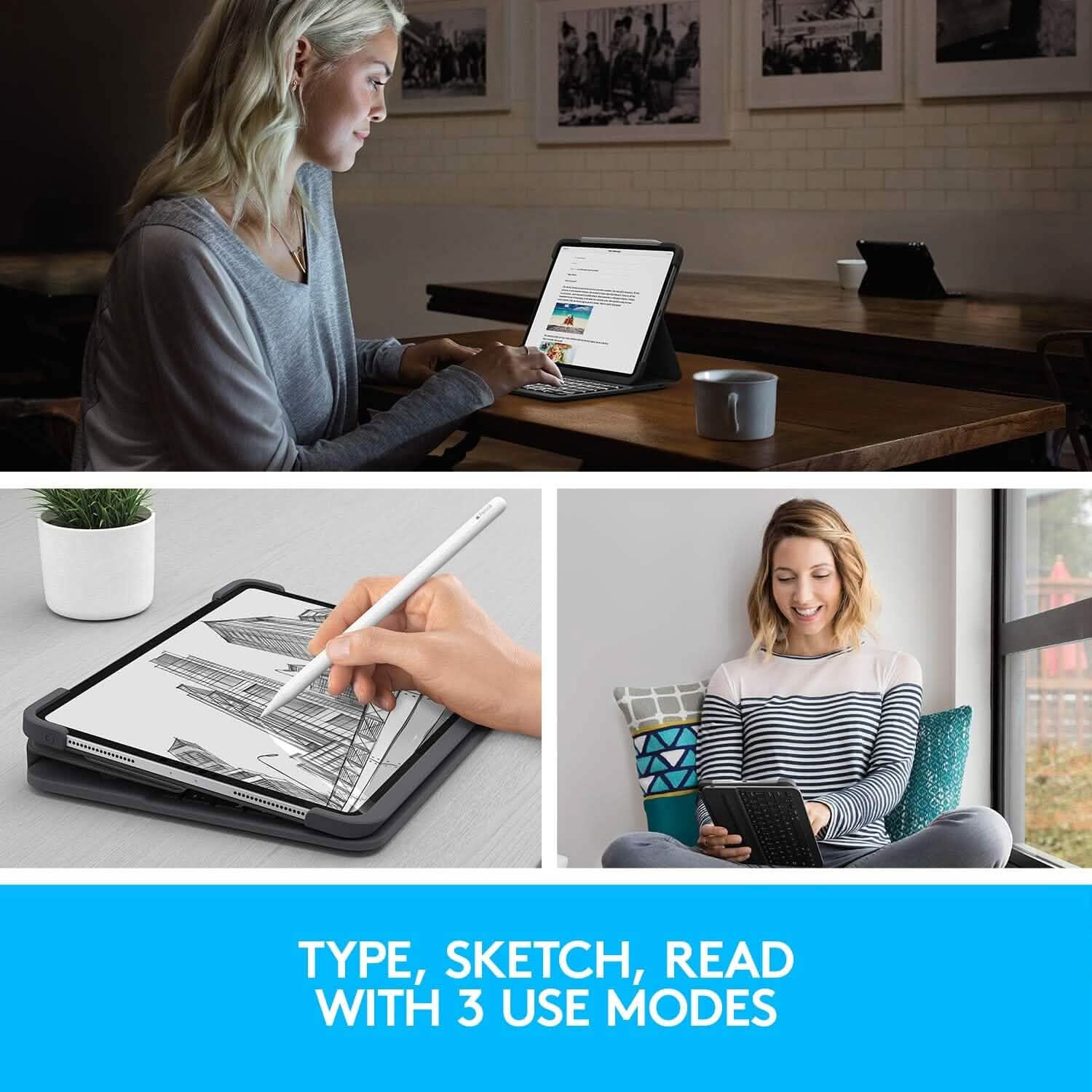 Logitech SLIM FOLIO PRO Backlit Bluetooth Keyboard Case for iPad Pro 12.9-inch (3rd and 4th Gen) (Refurbished) Computer Accessories - DailySale