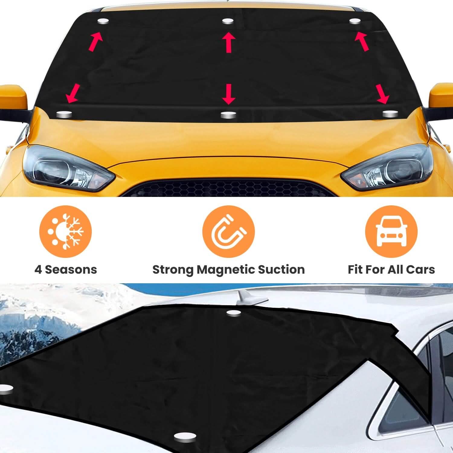 Magnetic Car Windshield Cover Front Rear Protector Fit for All Cars Automotive - DailySale