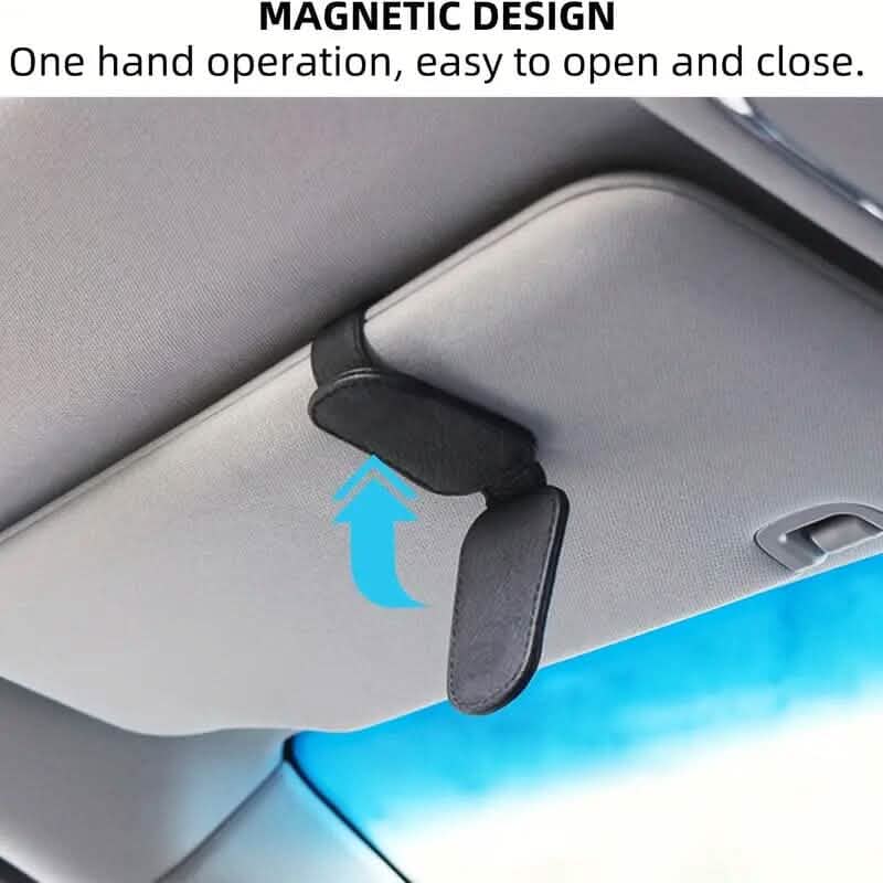 Magnetic PU Leather Car Visor Sunglasses Holder Automotive - DailySale