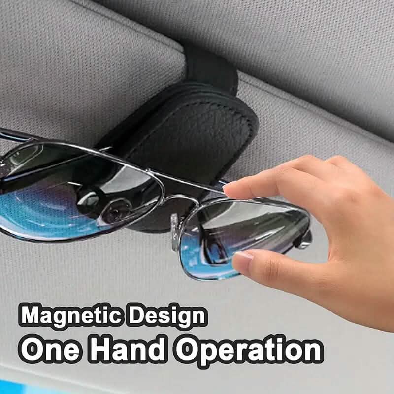 Magnetic PU Leather Car Visor Sunglasses Holder Automotive - DailySale