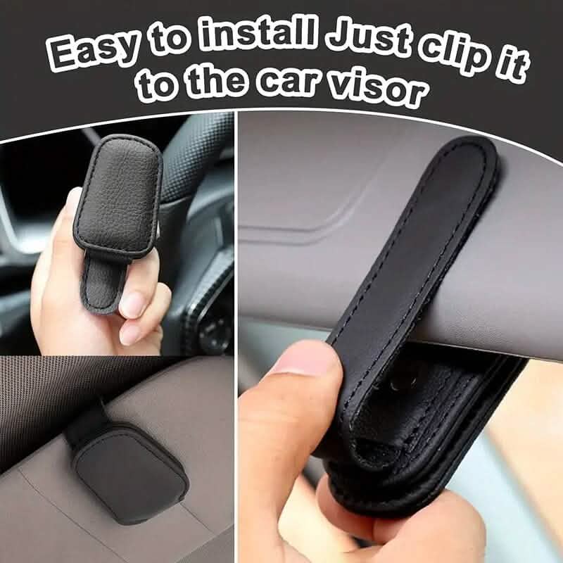 Magnetic PU Leather Car Visor Sunglasses Holder Automotive - DailySale