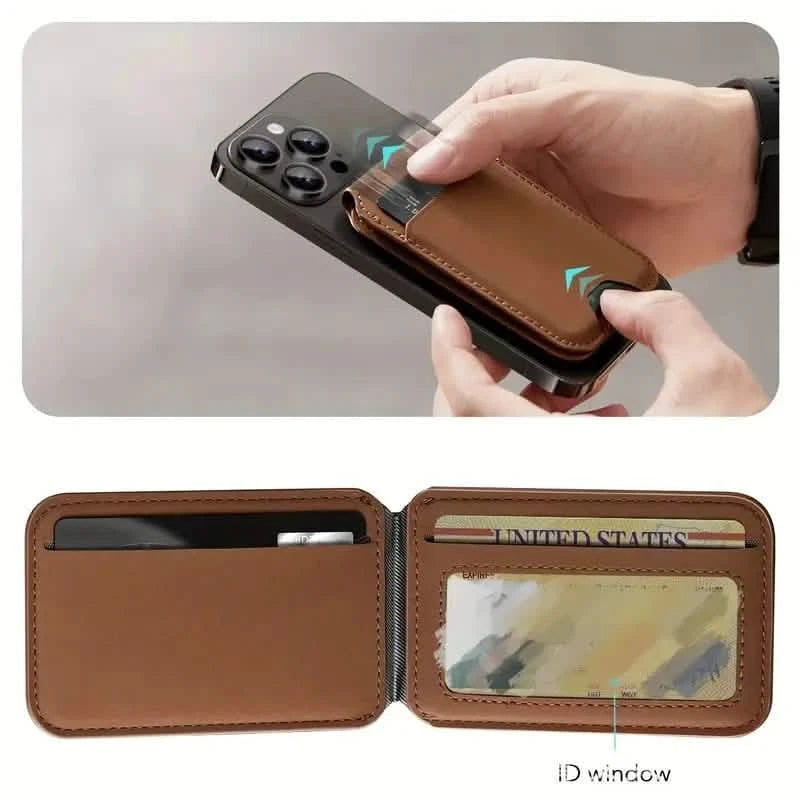 Magnetic PU Leather RFID Blocking Flip Kickstand Credit Slots Wallet Credit Cell Case Card Cover Slot Card Holder for Back of IPhone Mobile Accessories - DailySale