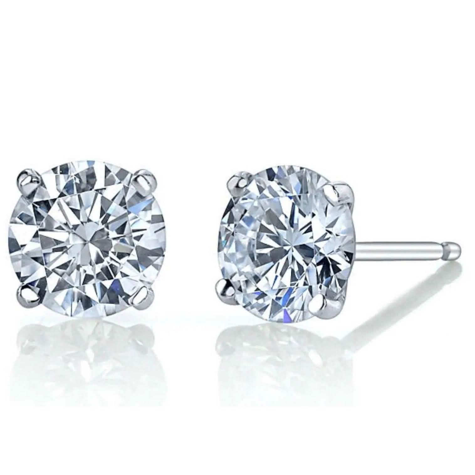 Martini 6.00 Ct D Vs1 Round Lab Created Diamond Earrings 4 Prong 14 K White Gold Earrings - DailySale