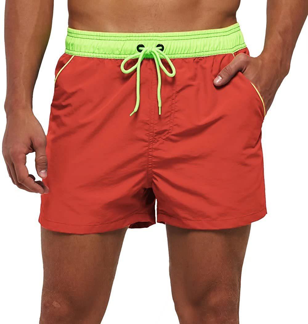 Men Swimwear Shorts Male Swimming Trunks Swimsuits Man Surf Beach Swim Sports Pants Board Mesh New Summer Men's Clothing Beach Swimming Casual with Adjustable Elastic Cord