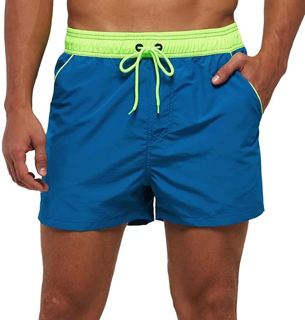Men Swimwear Shorts Male Swimming Trunks Swimsuits Man Surf Beach Swim Sports Pants Board Mesh New Summer Men's Clothing Beach Swimming Casual with Adjustable Elastic Cord