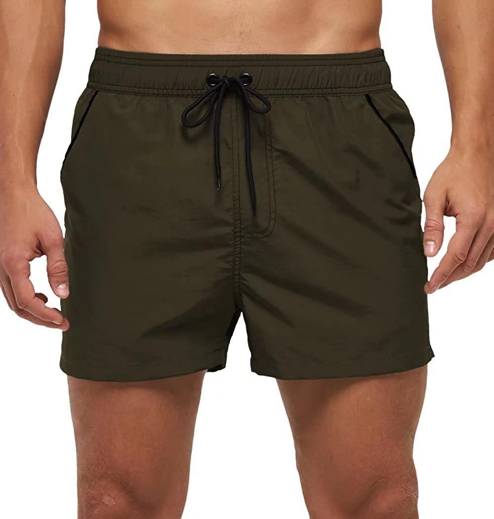 Men Swimwear Shorts Male Swimming Trunks Swimsuits Man Surf Beach Swim Sports Pants Board Mesh New Summer Men's Clothing Beach Swimming Casual with Adjustable Elastic Cord