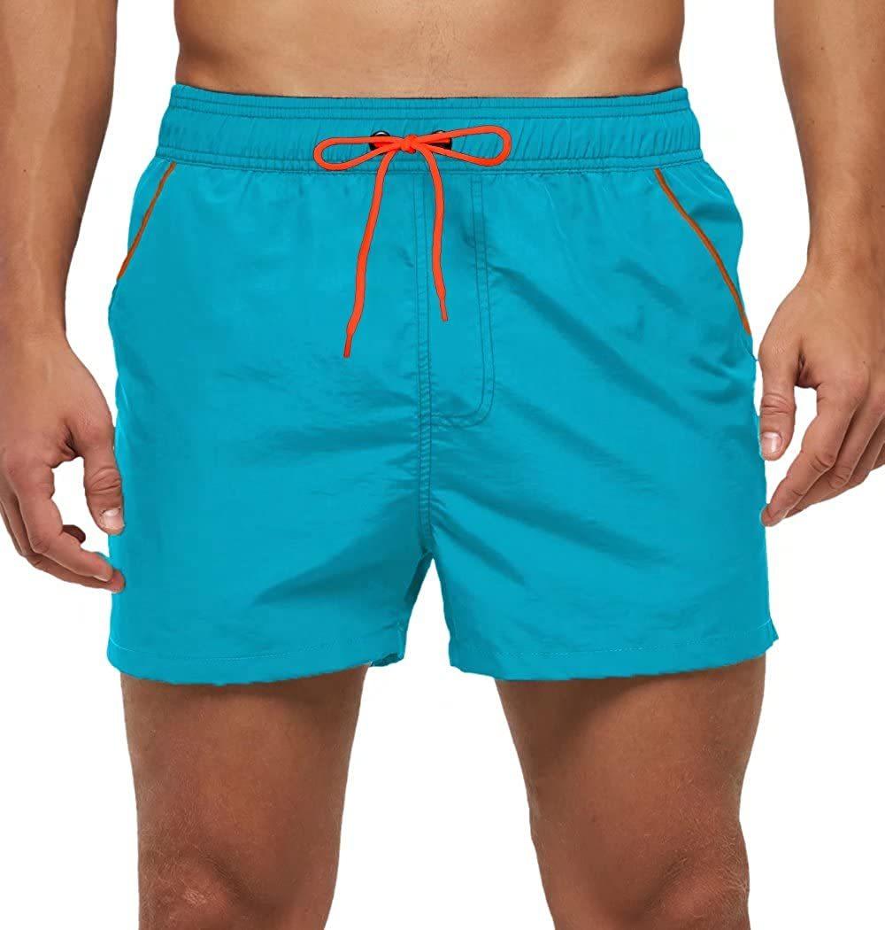 Men Swimwear Shorts Male Swimming Trunks Swimsuits Man Surf Beach Swim Sports Pants Board Mesh New Summer Men's Clothing Beach Swimming Casual with Adjustable Elastic Cord