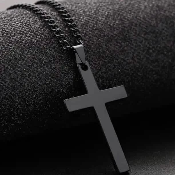 Men's Simple Black Cross Pendant Necklace Necklaces Black - DailySale
