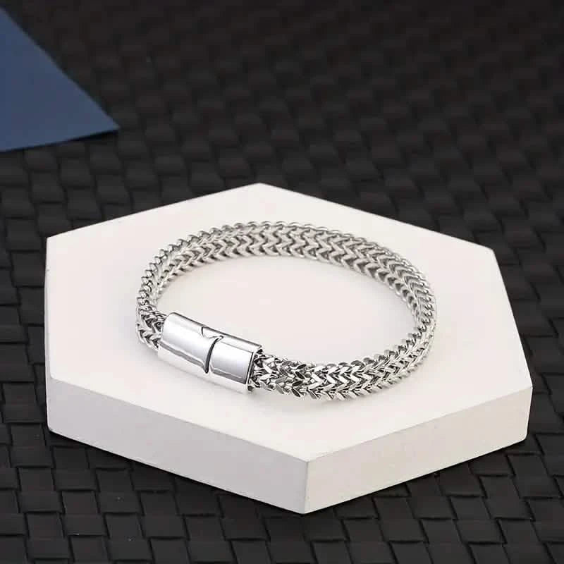 Men's Stainless Steel Braided Bracelet with Magnetic Clasp Bracelets - DailySale