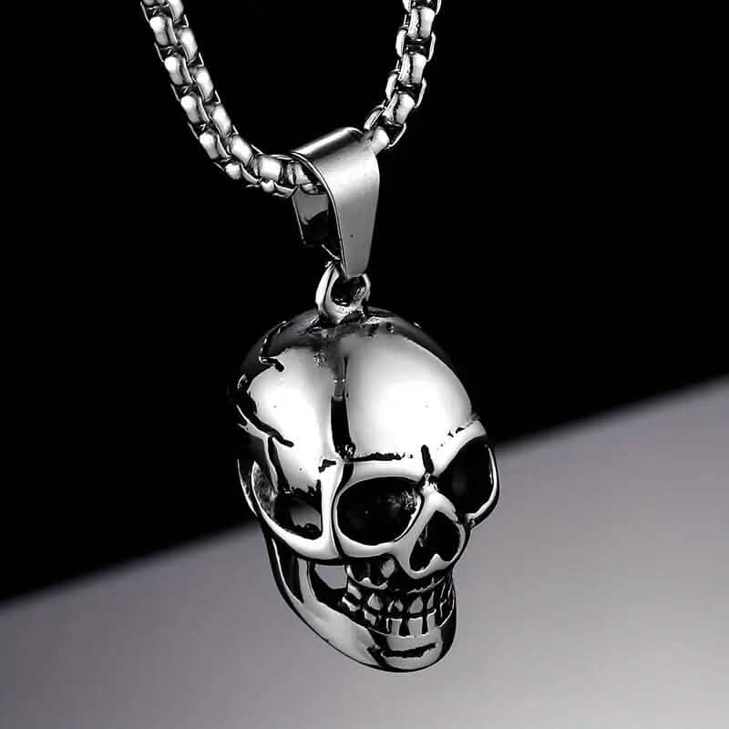 Men's Titanium Steel Skull Necklace Necklaces Silver - DailySale