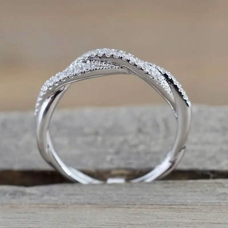 Minimalism 925 Silver Plated Zirconia Twist Ring Rings - DailySale