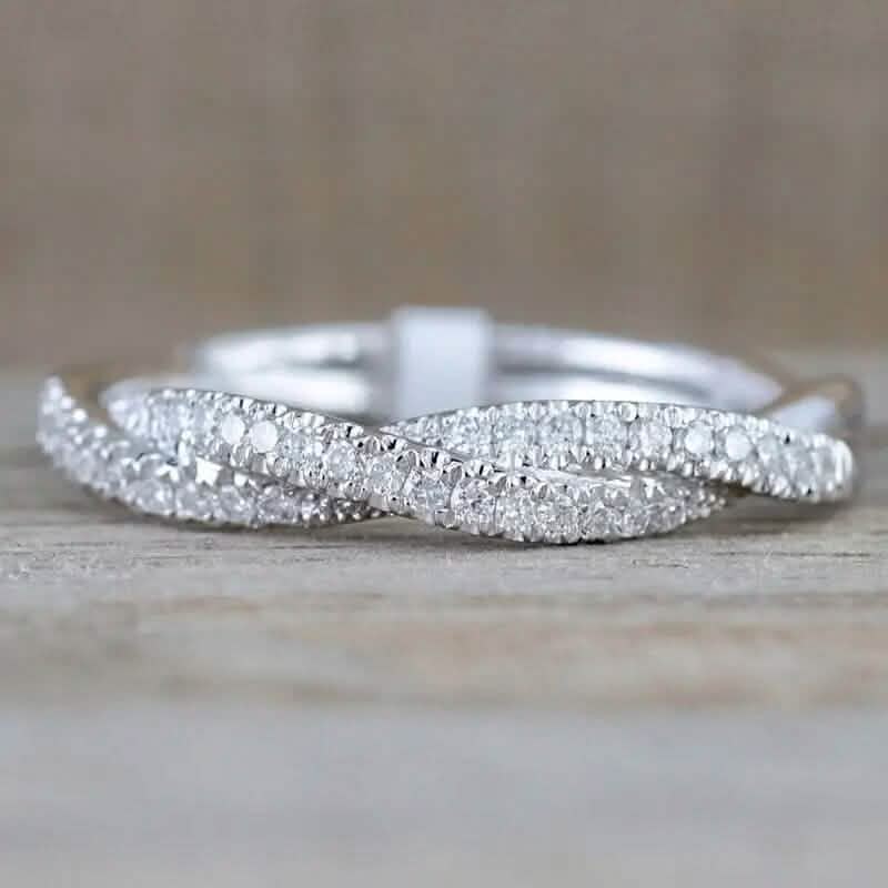 Minimalism 925 Silver Plated Zirconia Twist Ring Rings - DailySale