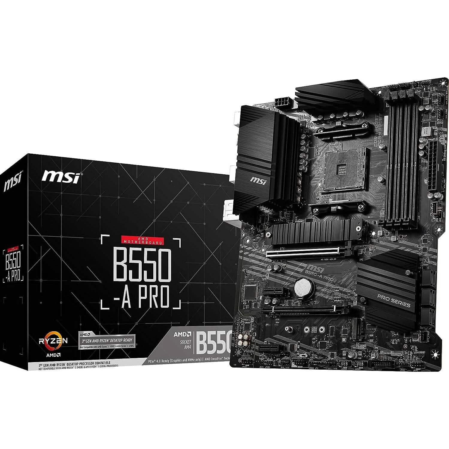 MSI B550-A PRO ProSeries Motherboard (AMD AM4, DDR4, PCIe 4.0, SATA 6Gb/s, M.2, USB 3.2 Gen 2, HDMI/DP, ATX) (Refurbished) Computer Accessories - DailySale