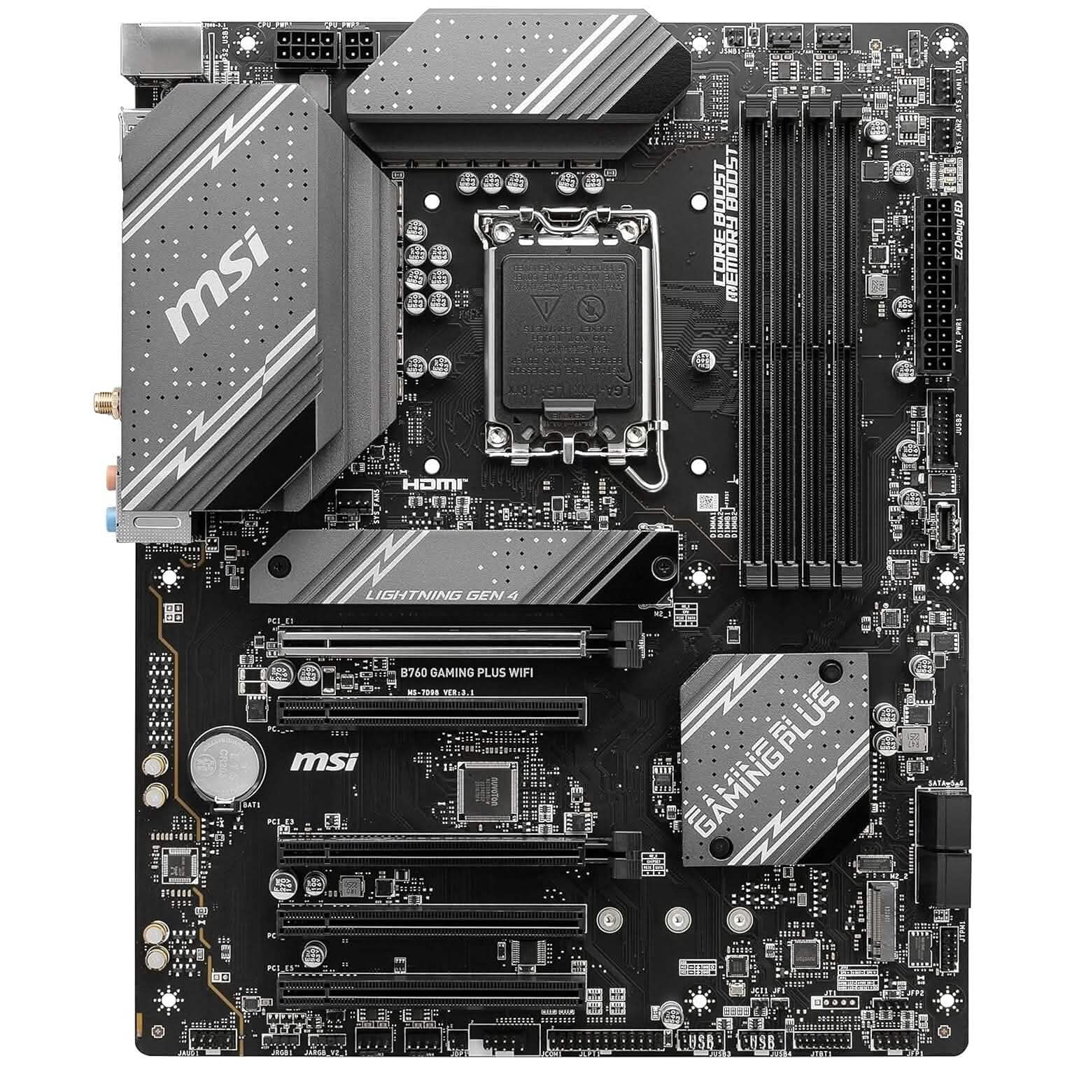 MSI B760 Gaming Plus WiFi Gaming Motherboard (Supports 12th/13th Gen Intel Processors, LGA 1700, DDR5, PCIe 4.0, M.2, 2.5Gbps LAN, USB 3.2 Gen2, Wi-Fi 6E, ATX) (Refurbished) Computer Accessories - DailySale