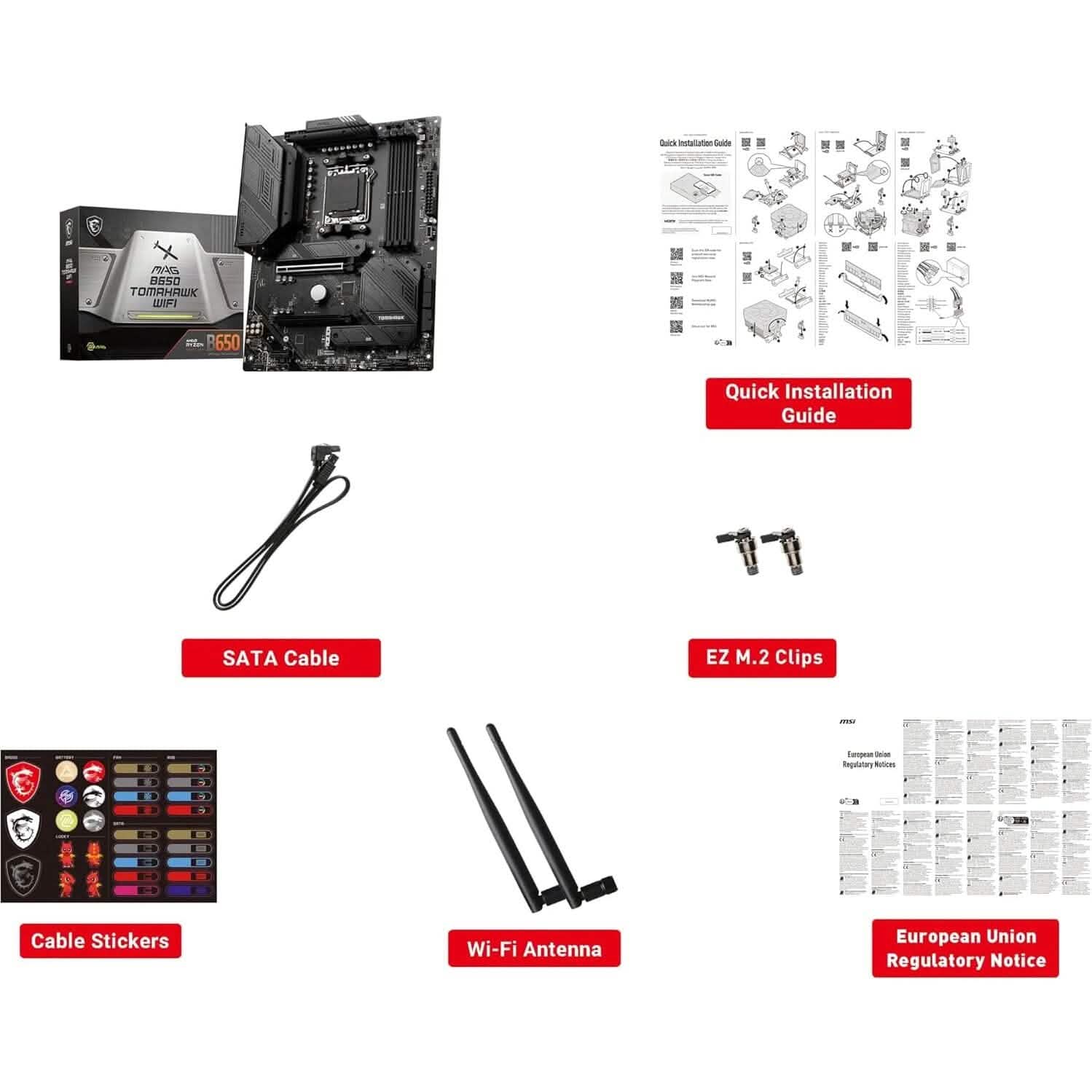 MSI MAG B650 Tomahawk WiFi Computer Gaming Motherboard (AM5, ATX, DDR5, PCIe 4.0, M.2, SATA 6Gb/s, USB 3.2 Gen 2, HDMI/DP, Wi-Fi 6E, AMD Ryzen 7000 Series Processors) (Refurbished) Computer Accessories - DailySale