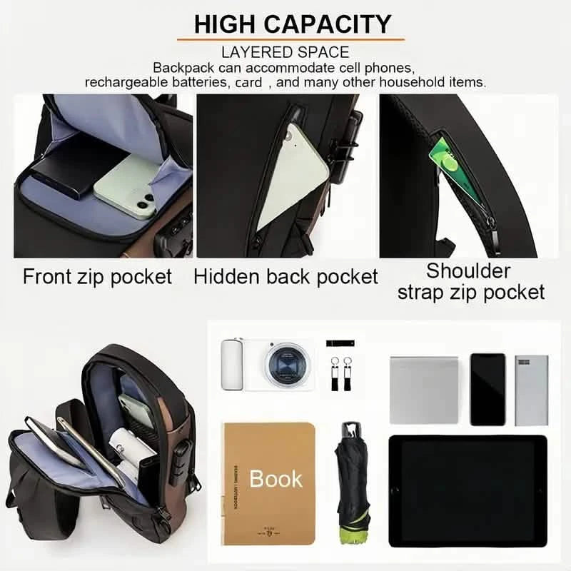 Multi-functional Trendy Sling Bag with Password Lock Bags & Travel - DailySale