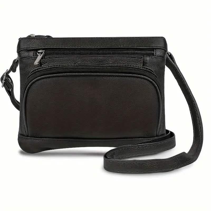 Multi-Pocket Wide Crossbody Wide Leather Bag Bags & Travel Black - DailySale