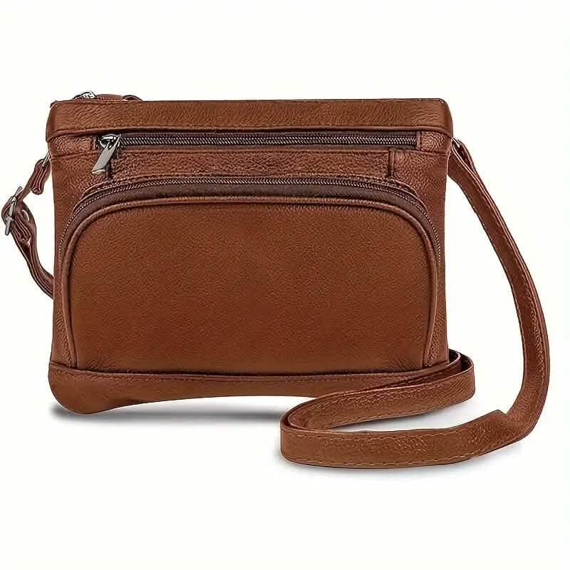 Multi-Pocket Wide Crossbody Wide Leather Bag Bags & Travel Brown - DailySale