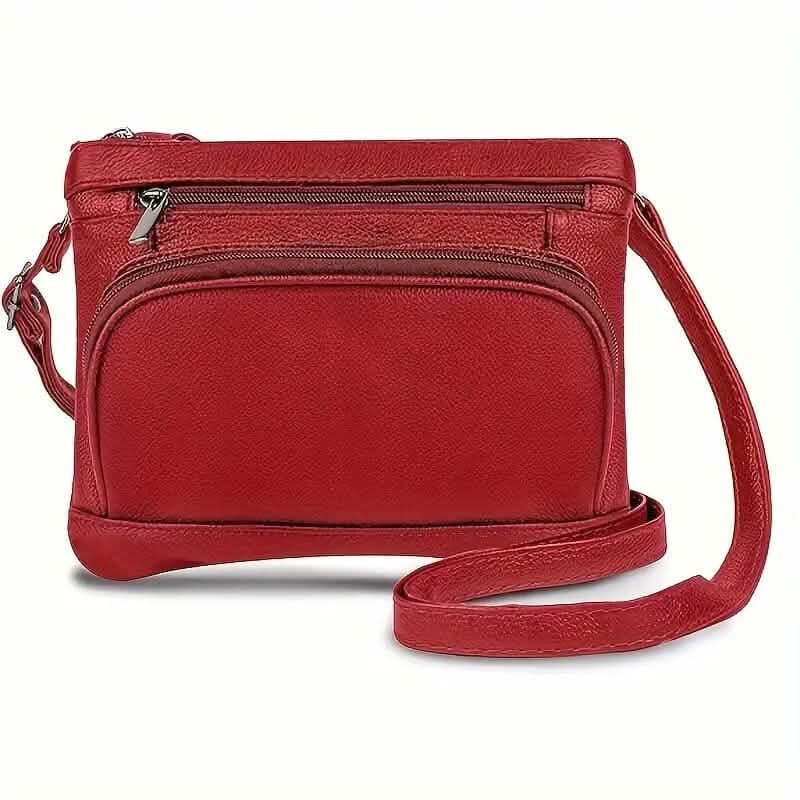 Multi-Pocket Wide Crossbody Wide Leather Bag Bags & Travel Wine Red - DailySale