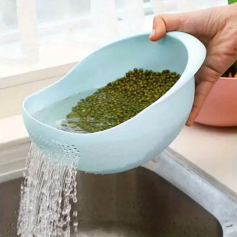 Multi-Use Food Safe Rice Washing Bowl Kitchen Tools & Gadgets Blue - DailySale