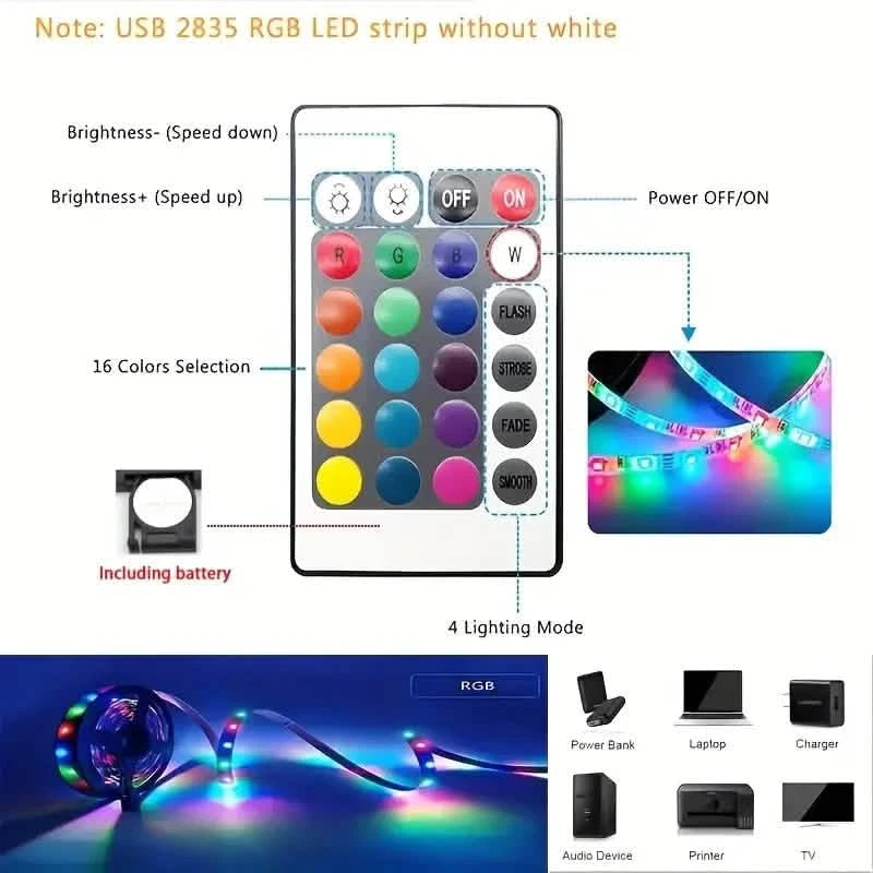 Multicolor LED Light Strip for TV with Remote Control String & Fairy Lights - DailySale
