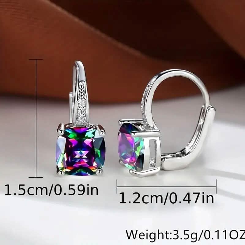 Multicolor Square Cut Stone Drop Earrings Earrings - DailySale