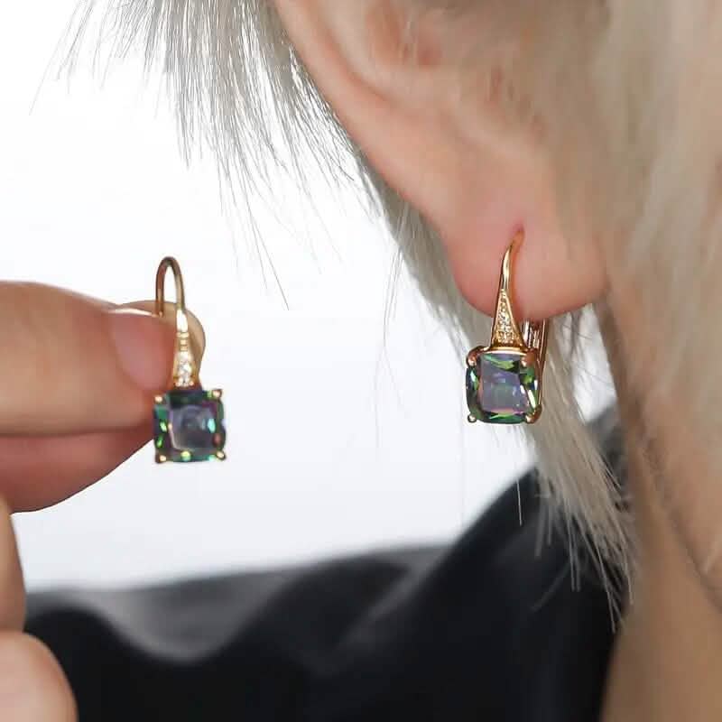 Multicolor Square Cut Stone Drop Earrings Earrings - DailySale